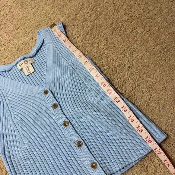 Jessica Simpson Light Blue Ribbed Knit Button Vest Sleeveless Top NWOT Size XS - Picture 5 of 8